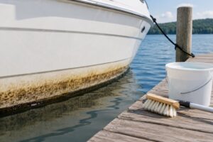 how to remove waterline stains from a hull