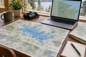 how to find a lake with a swimming beach
