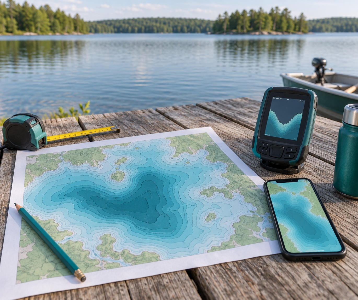 how to use a topographic lake map to find structure