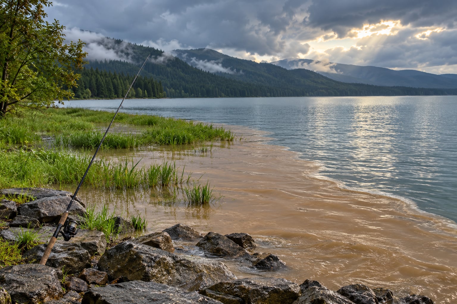 how to fish a lake after heavy rain