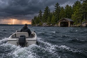 what to do if lightning starts while boating