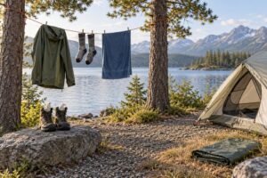 how to dry wet gear at a campsite