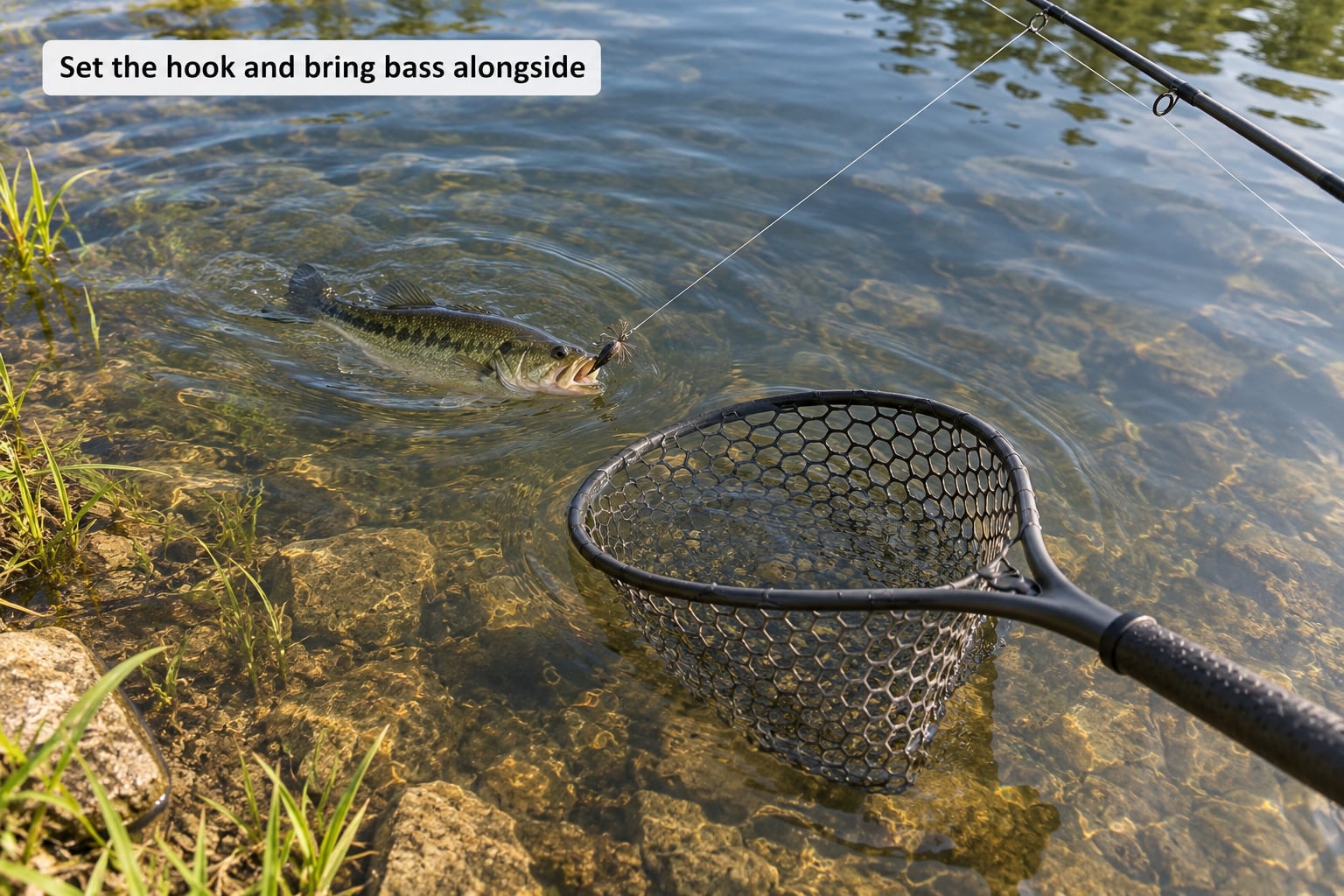 Set the hook and bring bass alongside