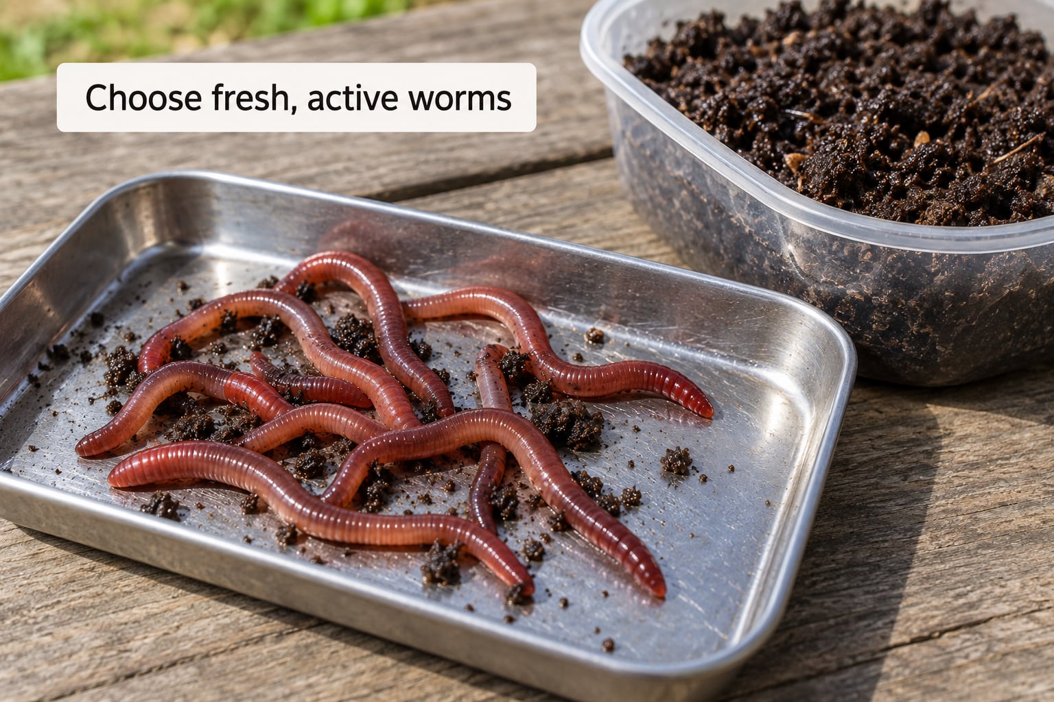 Choose fresh, active worms