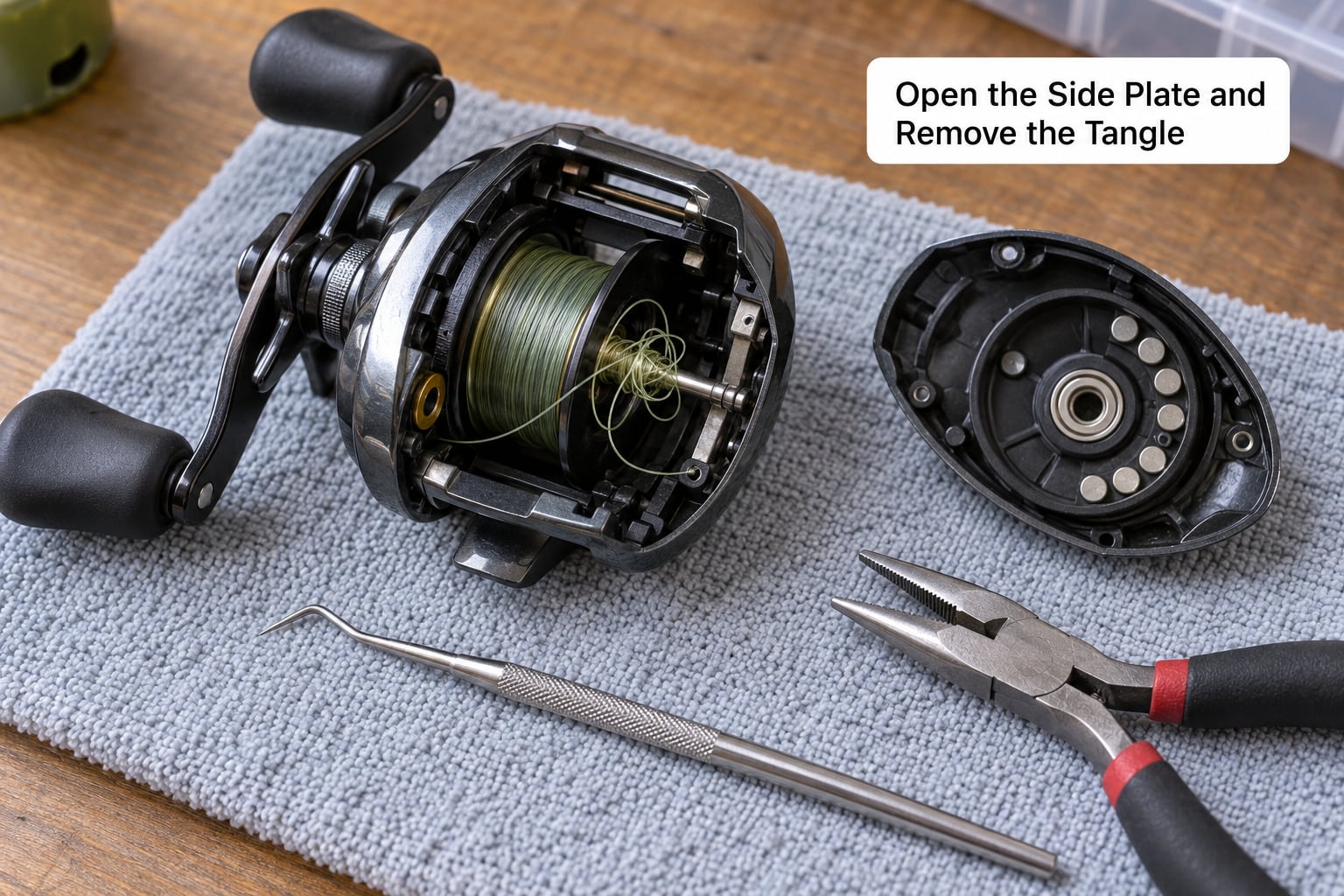 Open the Side Plate and Remove the Tangle