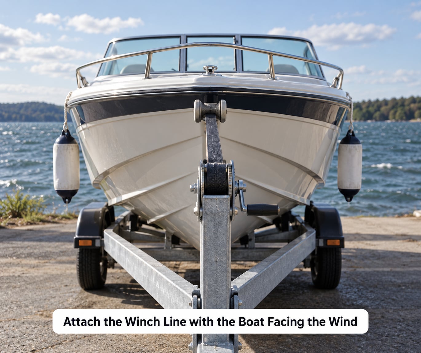 Attach the Winch Line with the Boat Facing the Wind