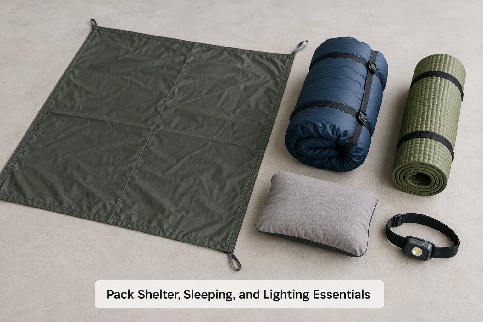 Pack Shelter, Sleeping, and Lighting Essentials