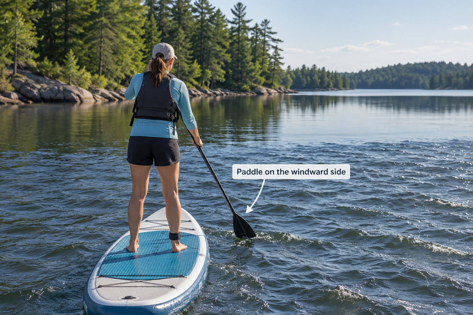 Paddle on the windward side