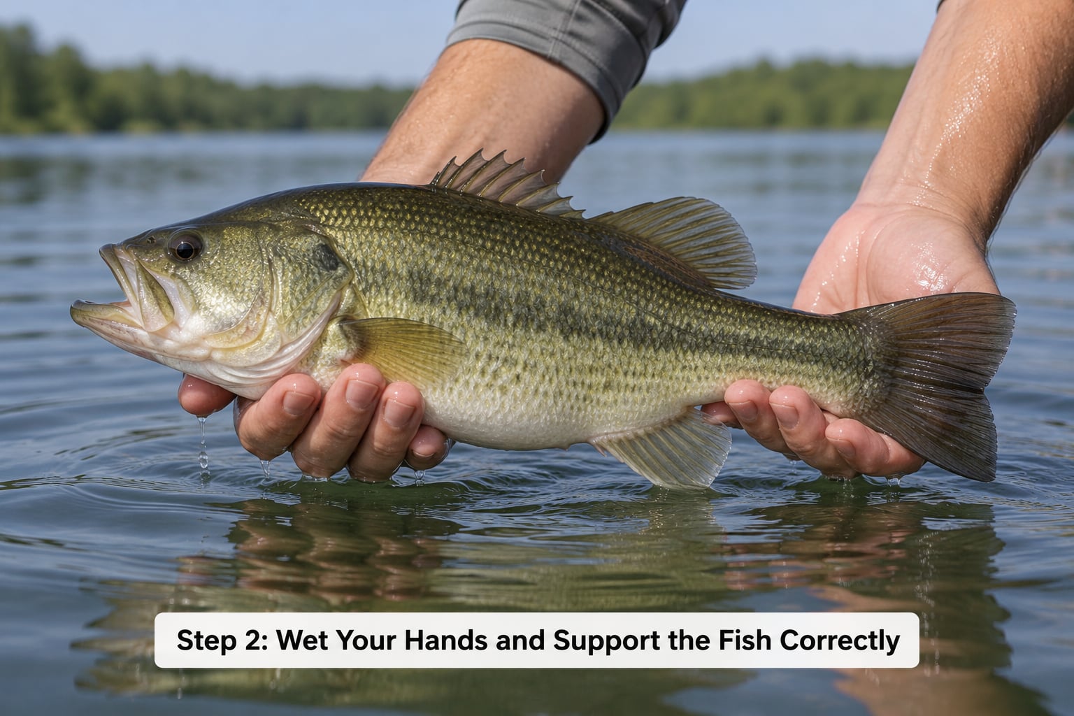 Step 2: Wet Your Hands and Support the Fish Correctly