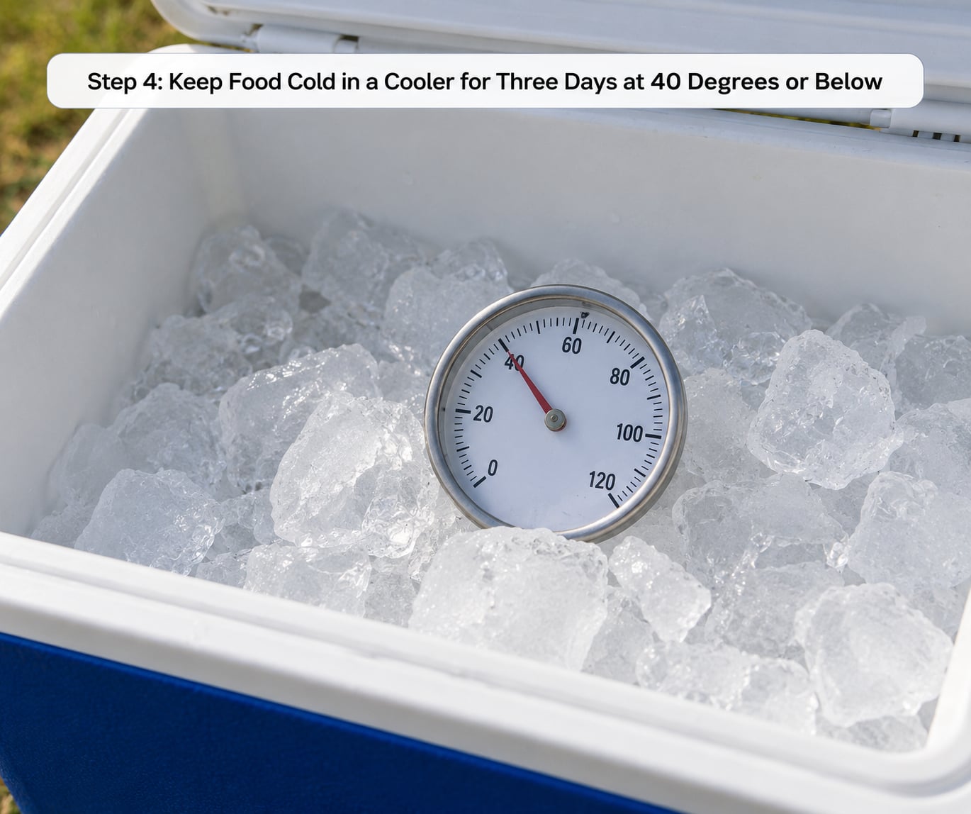 Step 4: Keep Food Cold in a Cooler for Three Days at 40 Degrees or Below