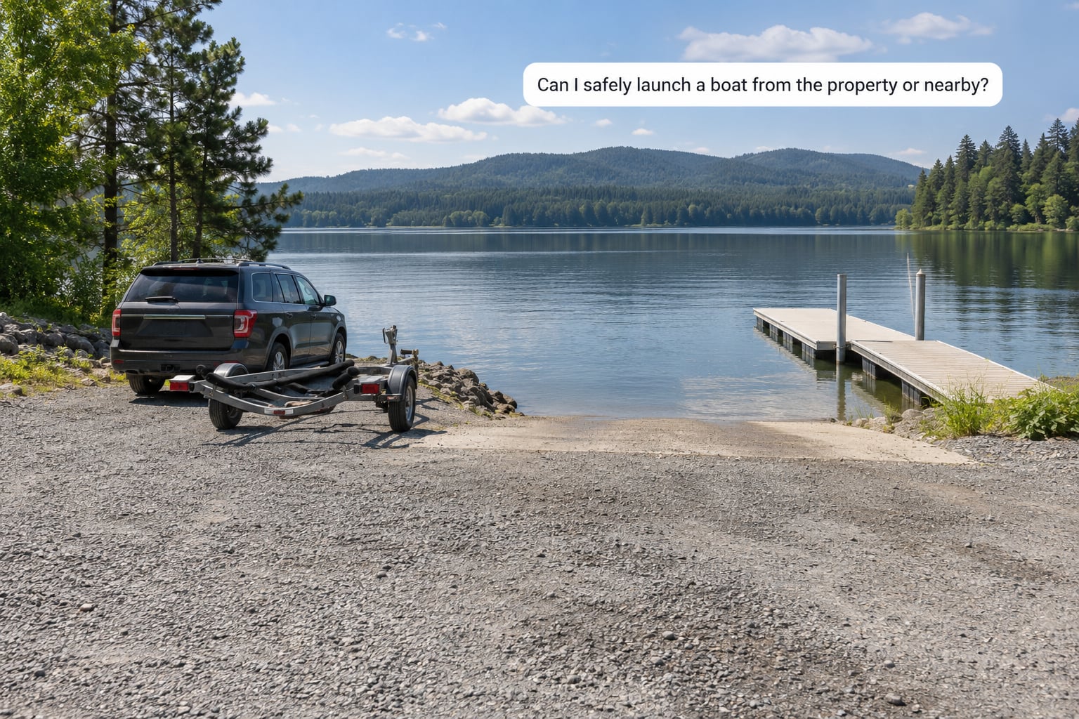 Can I safely launch a boat from the property or nearby?
